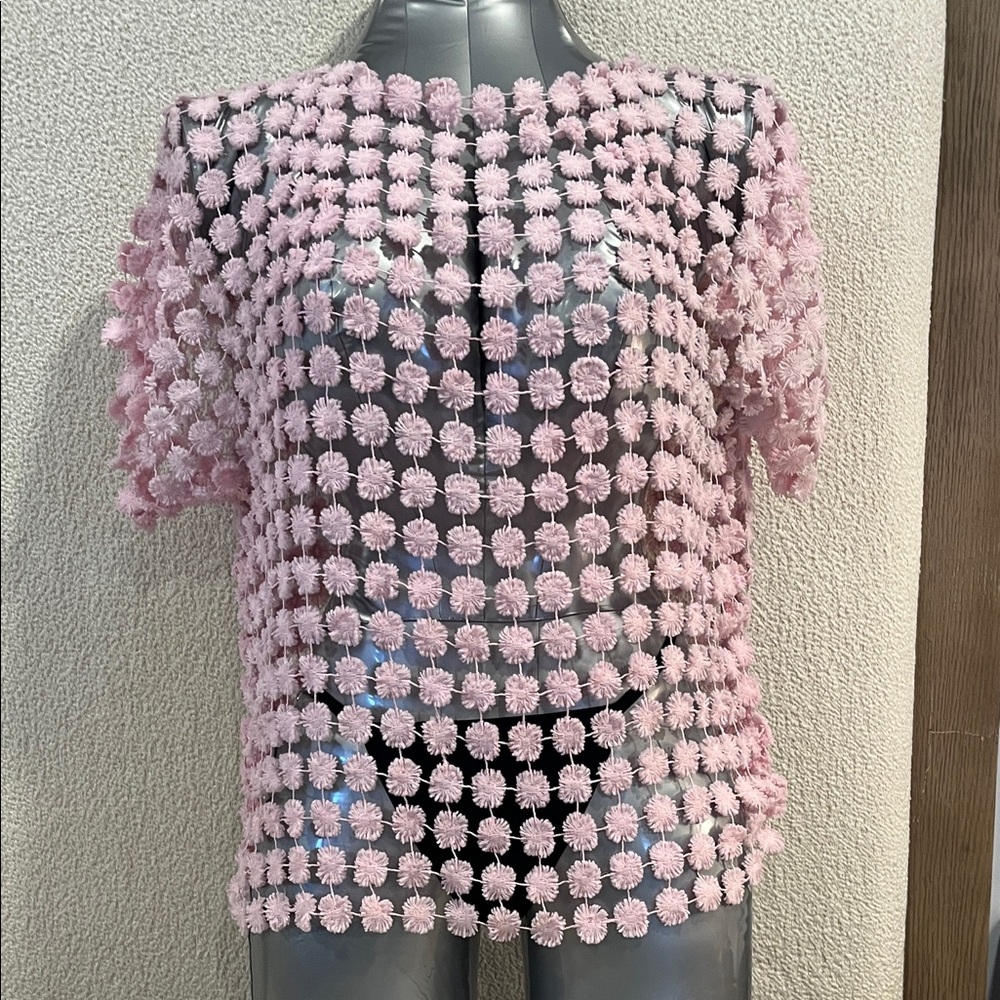 Pink flowers Crochet Short Sleeve Top
